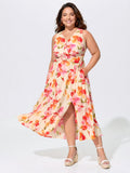 Supersoft Floral Print Split Hem Midi Dress