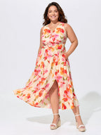 Supersoft Floral Print Split Hem Midi Dress