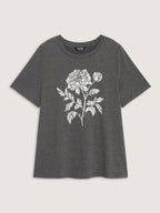 Supersoft Stretchy Floral Print Long T-Shirt