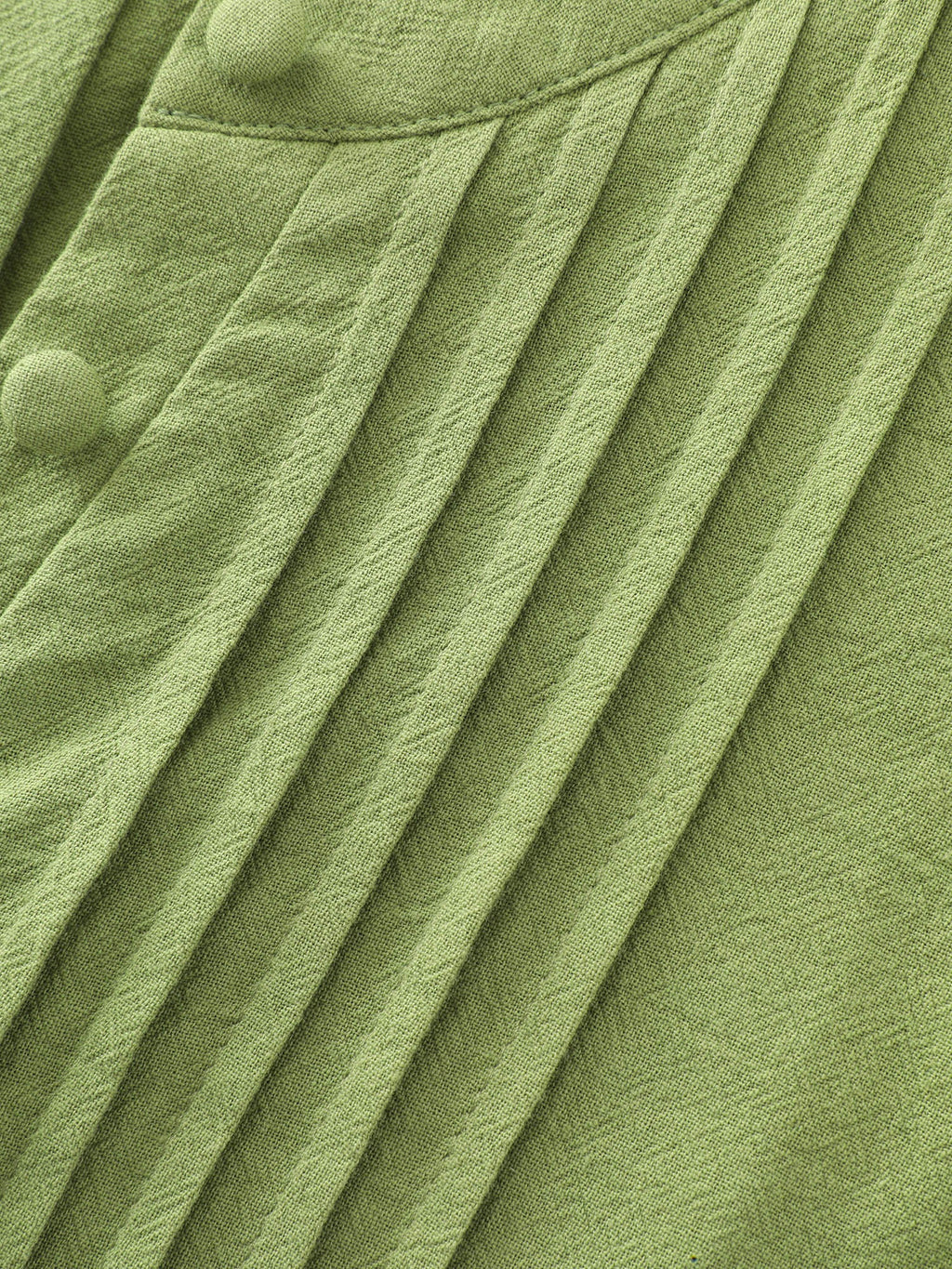 Cotton Toothpick Pleat Button Detail Mini Dress