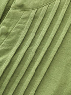 Cotton Toothpick Pleat Button Detail Mini Dress