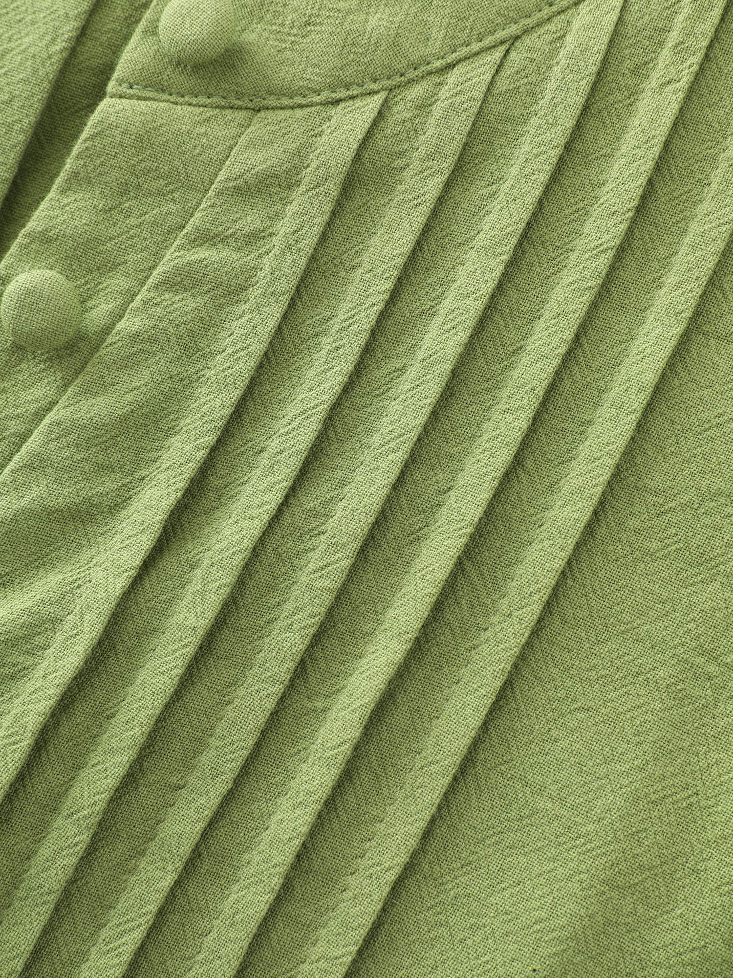 Cotton Toothpick Pleat Button Detail Mini Dress