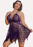 Plus Size Lace Nightdress with Front Slit