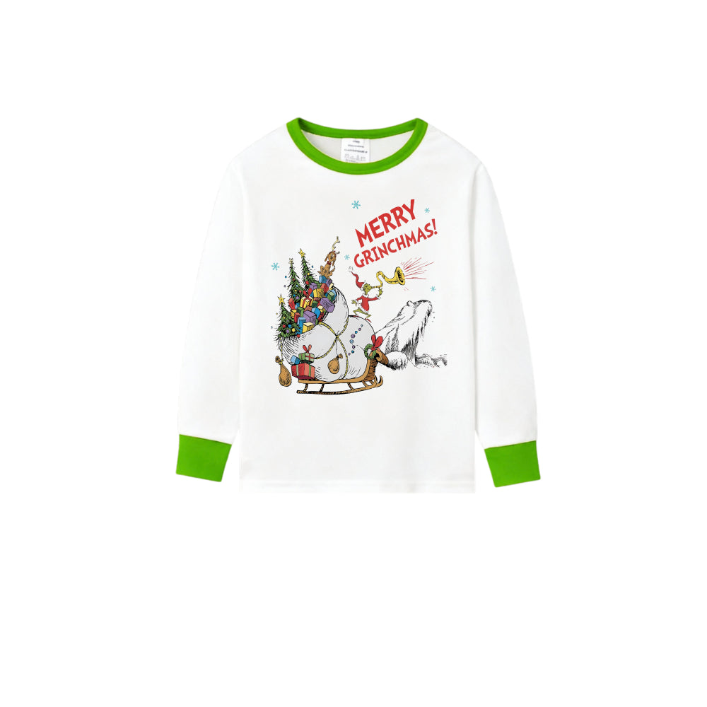 Holiday Family Christmas Pajamas Set With Cute Christmas Character Pattern Print