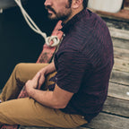 The Bandit in Navy & Red Slub Stripe
