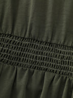 Classic Notched Collar Shirred Midi Dress