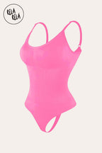 Seamless Sculpting Shapewear Bodysuit with Thin Straps in Pink
