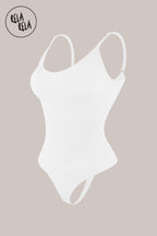Seamless Sculpting Shapewear Bodysuit with Thin Straps in White