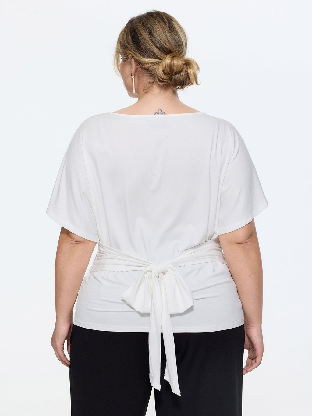 Ruched Adjustable Waist-Tie T-Shirt