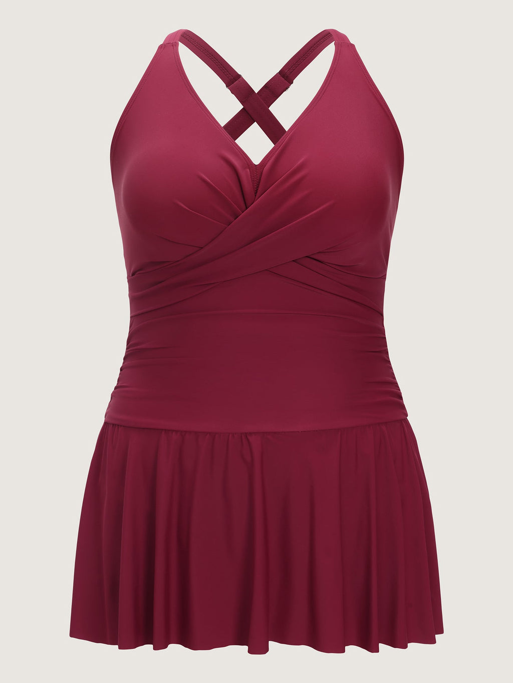 Twist-Front Fit And Flare Swim Dress