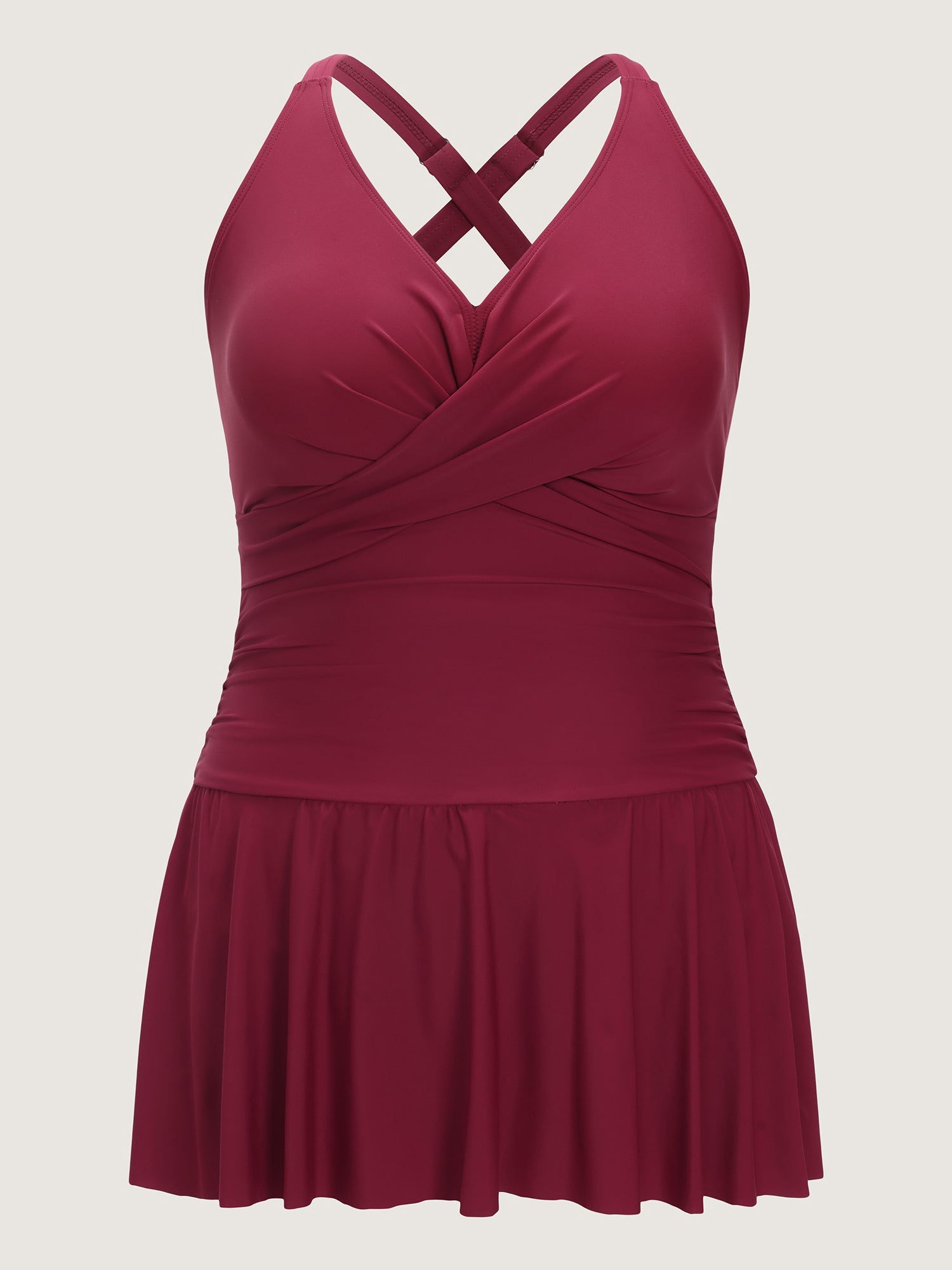 Twist-Front Fit And Flare Swim Dress