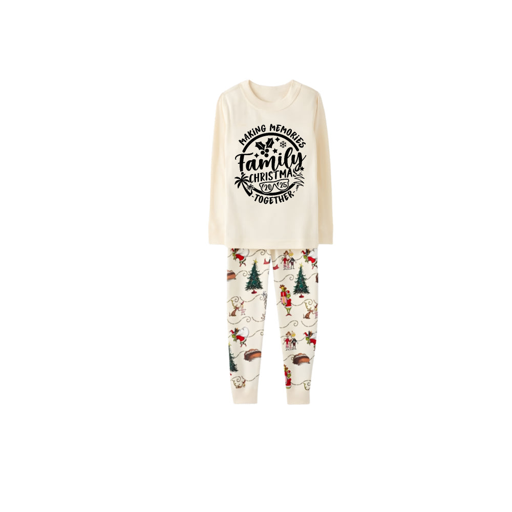 Beige Christmas Pattern Print Christmas Pajamas Set With Family Christmas 2025 Making Memories Together Print