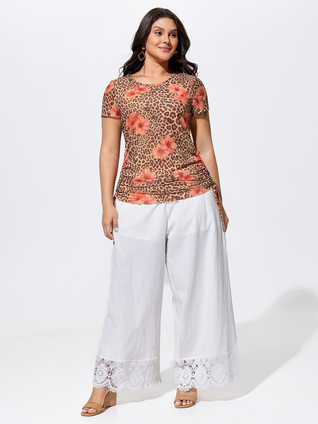 Wild-Side Leopard Print Stretchy Fitted T-Shirt