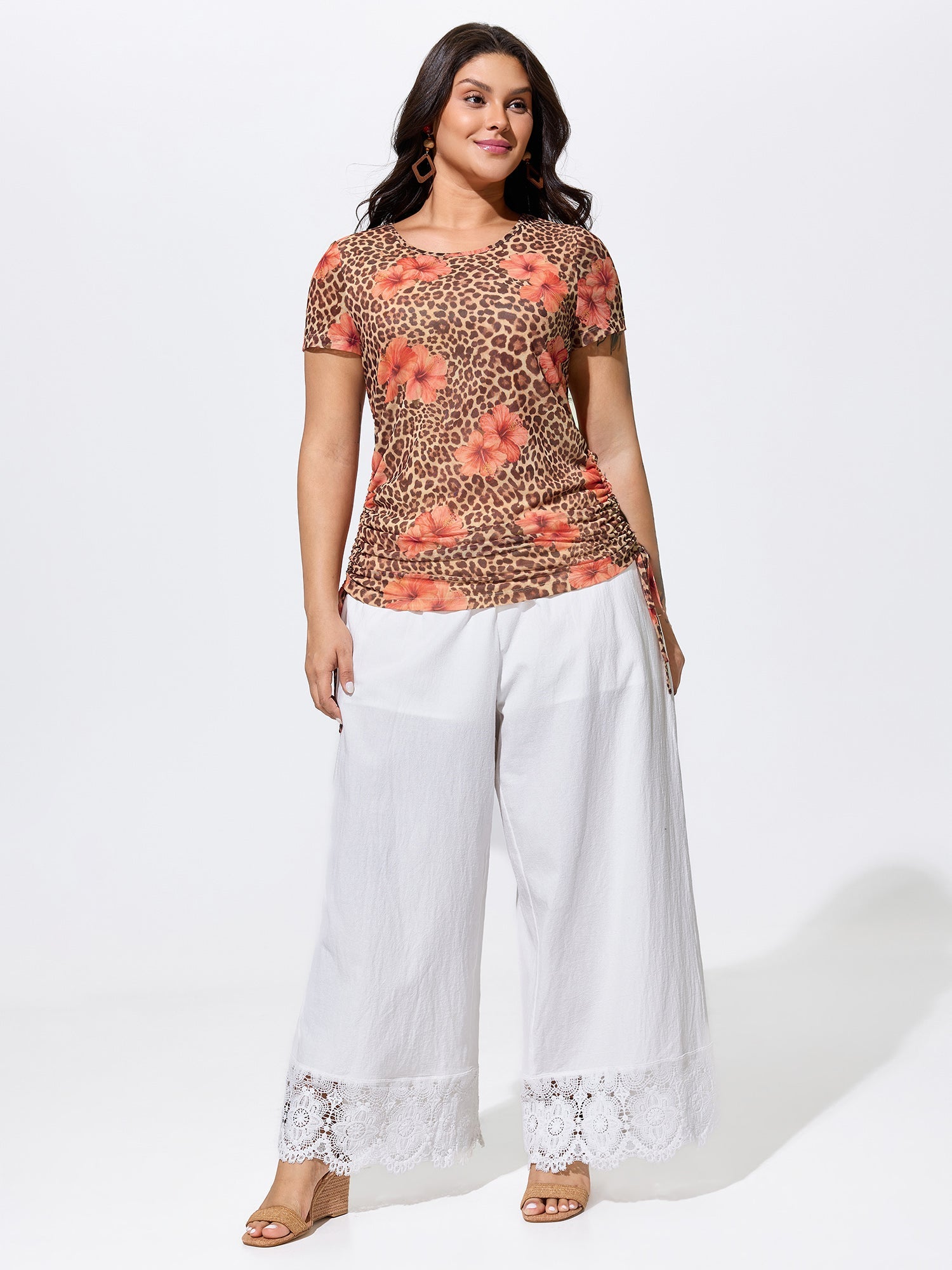 Wild-Side Leopard Print Stretchy Fitted T-Shirt