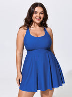 Cut-Out Back Pockets Flowy Swim Dress