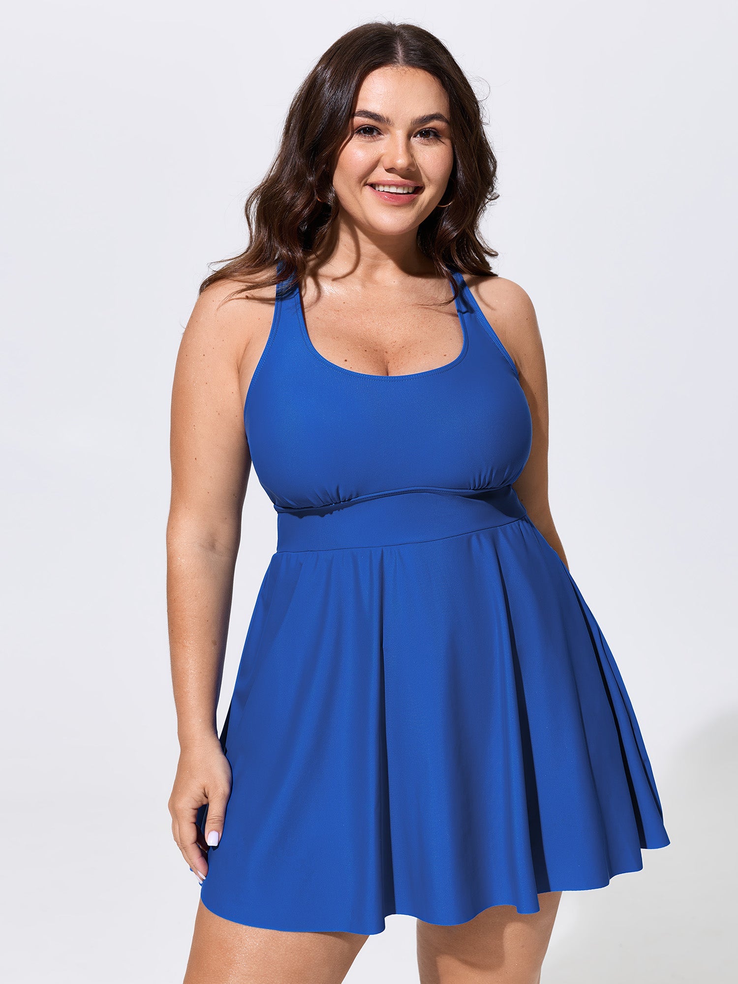 Cut-Out Back Pockets Flowy Swim Dress