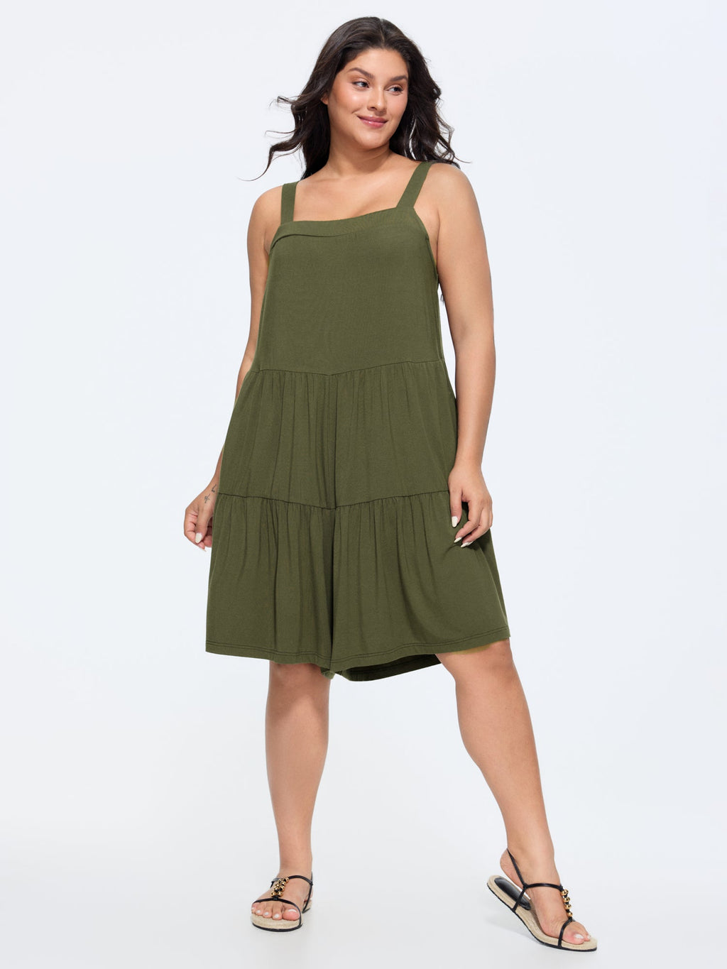Supersoft Tiered Square Neckline Romper