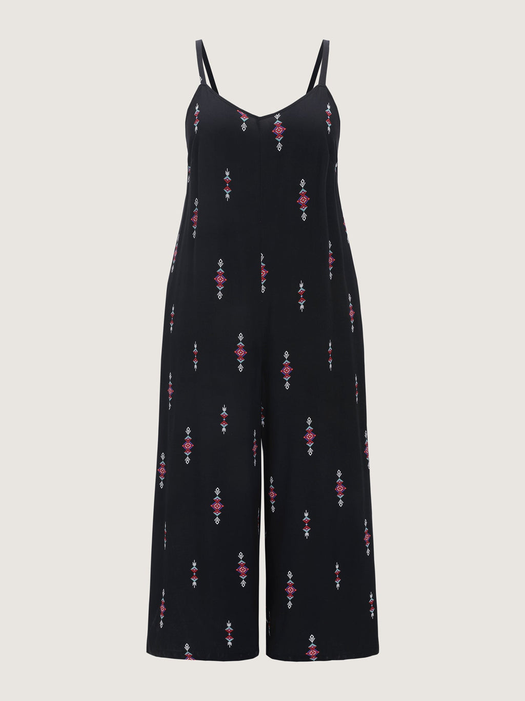 Geometric Print Adjustable Backless Drawstring Jumpsuit