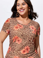 Wild-Side Leopard Print Stretchy Fitted T-Shirt