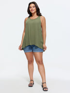 Back Cut-Out Flowy Plain Tank Top