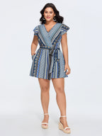 Boho Striped Print Back-Tie Romper
