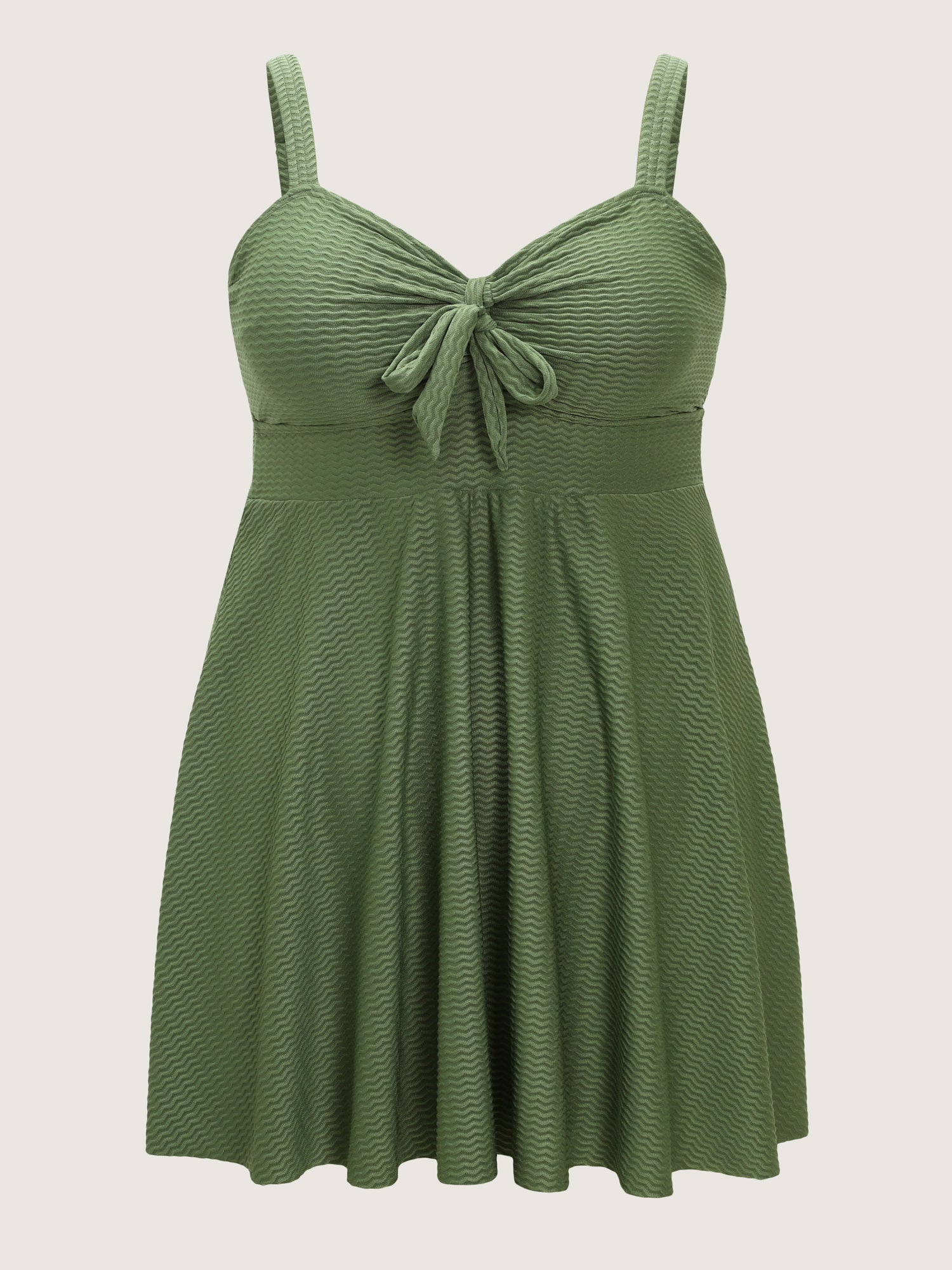 Knotted Front Textured Swim Dress
