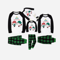 Black Raglan Top Green Plaid Christmas Pajamas Set With Gnome and Merry Christmas Text Print