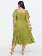 Sweetheart Drawstring Pocket Tiered Dress
