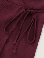 Stretchy Waist Side-Tie Plain Blouse