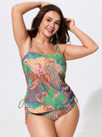 Paisley Print Adjustable Side Drawstring Swim Top
