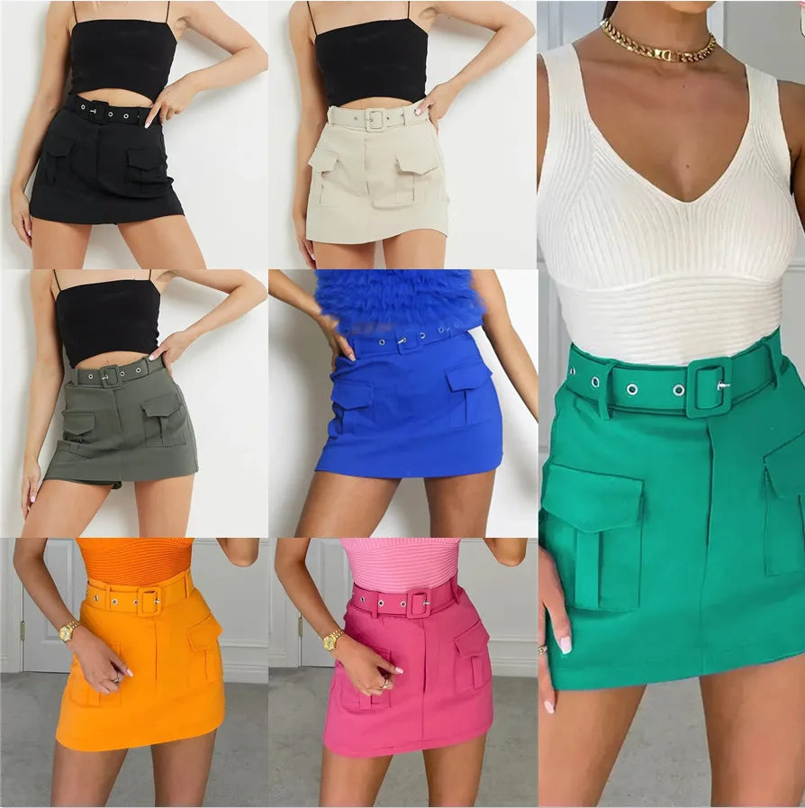 Cargo Skirt for Women 2025 High Waisted Mini Skirts Trendy Y2K Girls Summer Casual Belted Shorts with Pockets