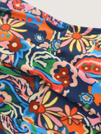 Floral Print Backless Pockets Swim Dress