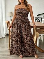 Women's Plus Size Tight Crop Top Romper, Animal Print Summer Casual Date Style, Comfortable and Stylish for Everyday Wear