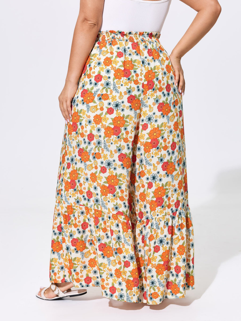 Supersoft Floral Print Ruffled Hem Pants