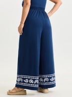 Stretchy Paisley Print Pockets Pants