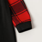 "Family Christmas 2025" Letter Printed Black & Red Plaid Family Matching Black Pajamas