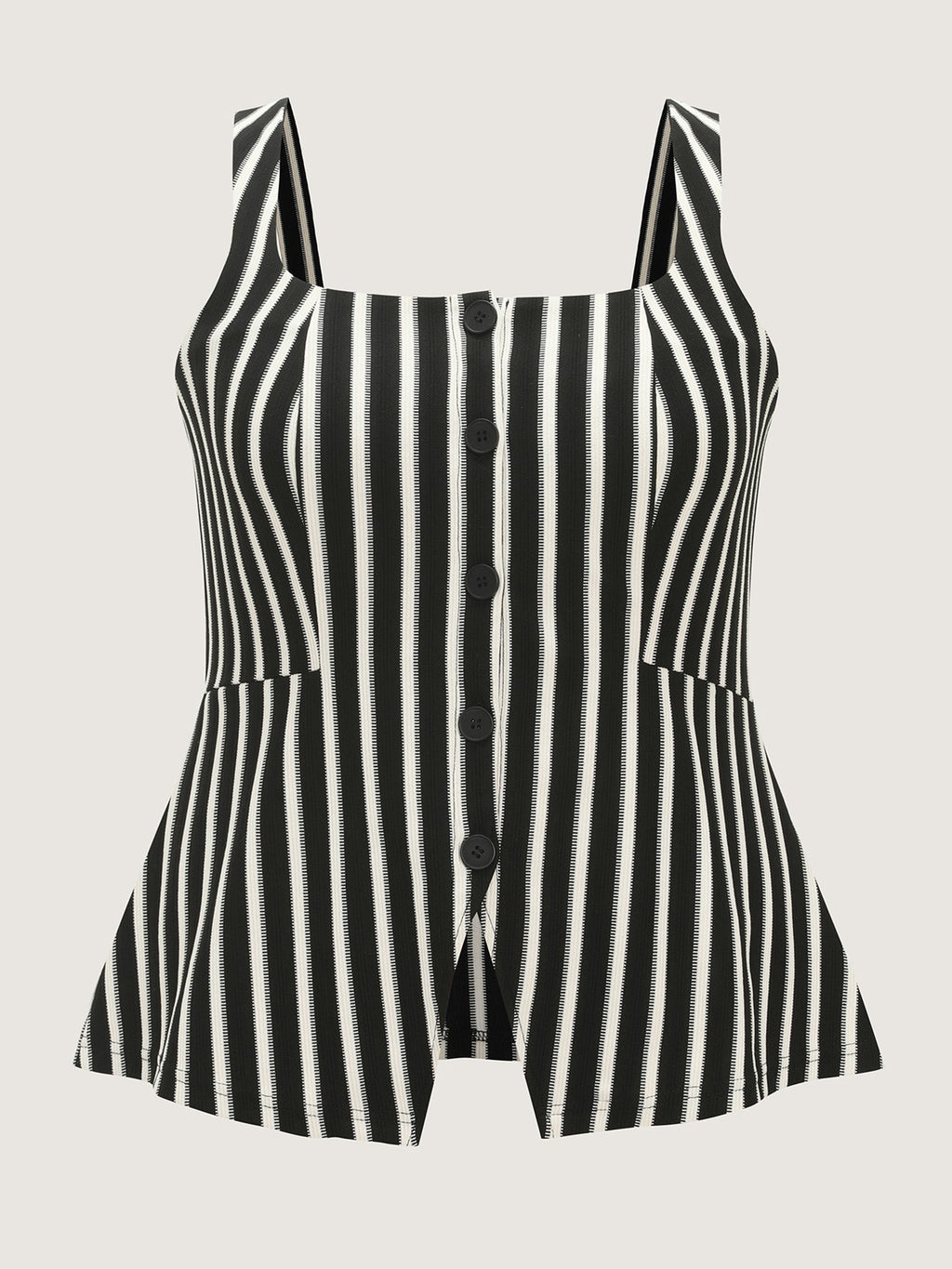 Stretchy Striped Print Square Neckline Tank Top