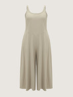 Cotton Sleeveless Wide-Leg Jumpsuit
