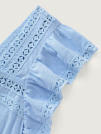Cotton Ruffled Sleeve Lace Detail Top