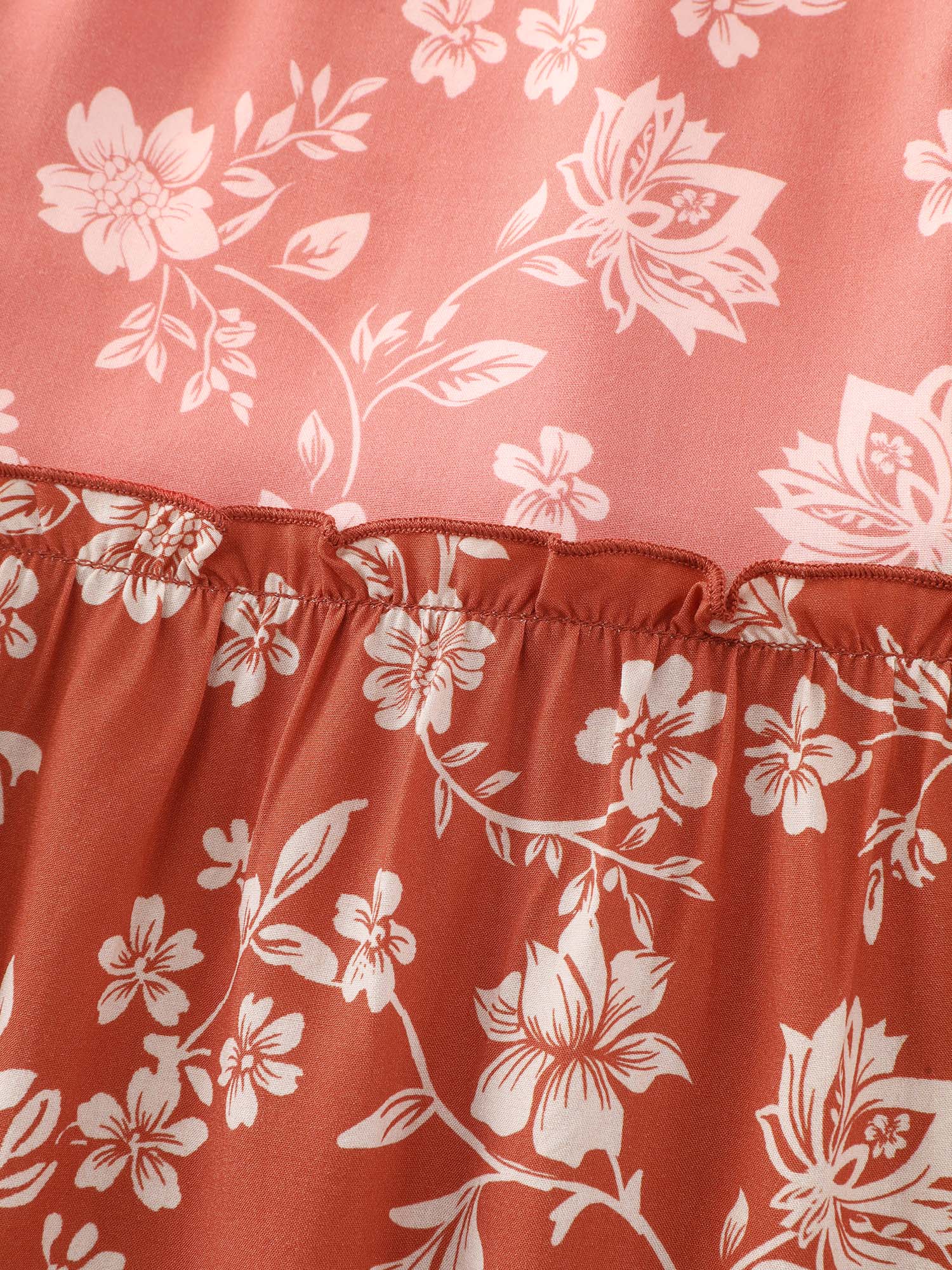 Color Contrast Floral Print Cami Midi Dress