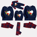 Christmas Family Matching Pajamas-Navy & Red Plaid Pjs Set with Funny Grinch Print