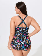 Split Hem Sarong Set Floral One-Piece Swim
