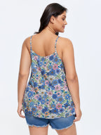 Floral Print Pleated Tank Top