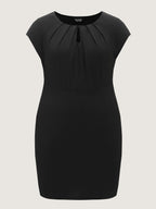 Stretchy Pleated Neckline Bodycon Mini Dress
