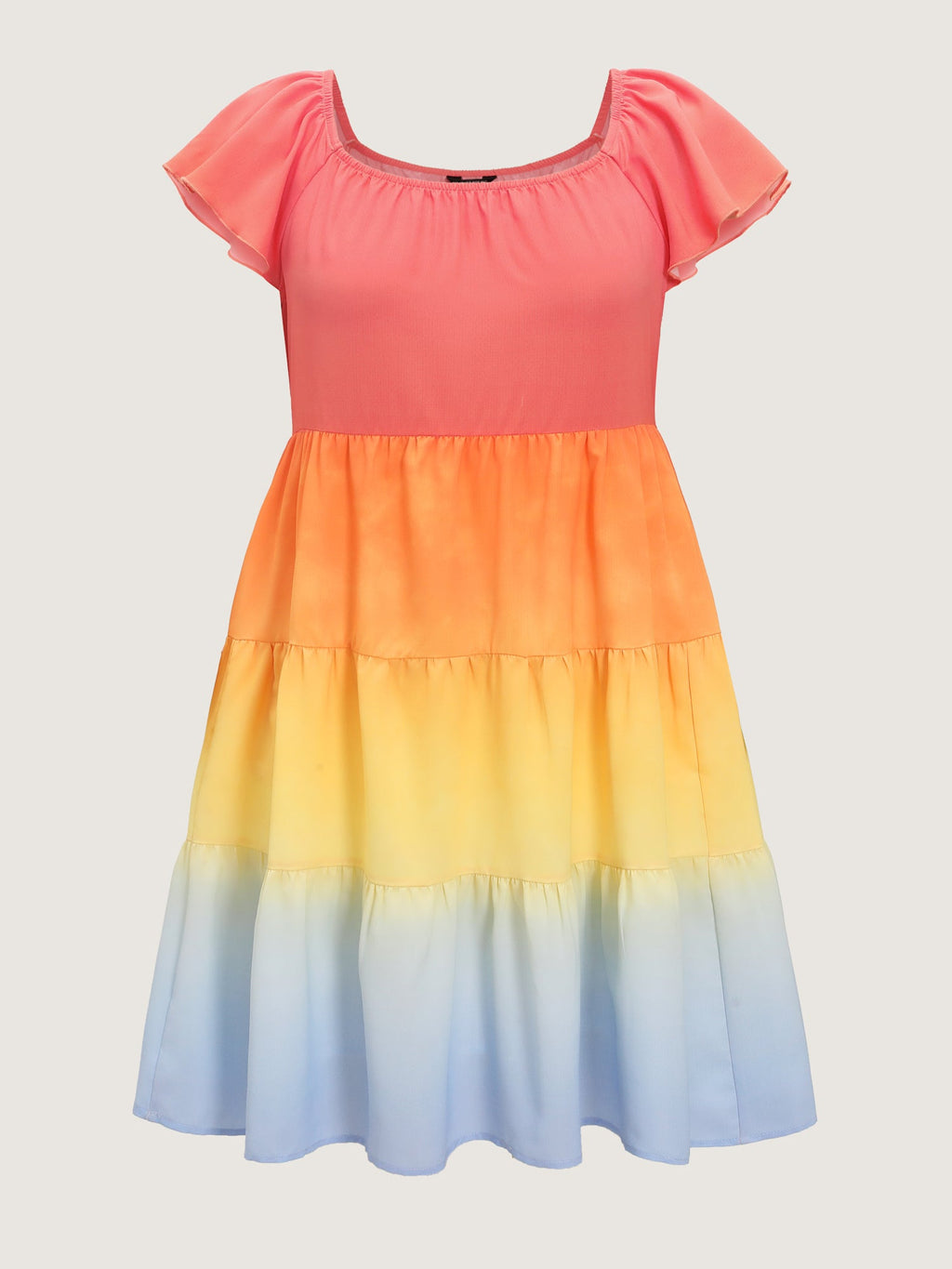 Color Contrast Tiered Pockets Midi Dress