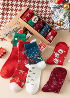 Cozy Christmas Wool Crew Socks - 5 Pairs