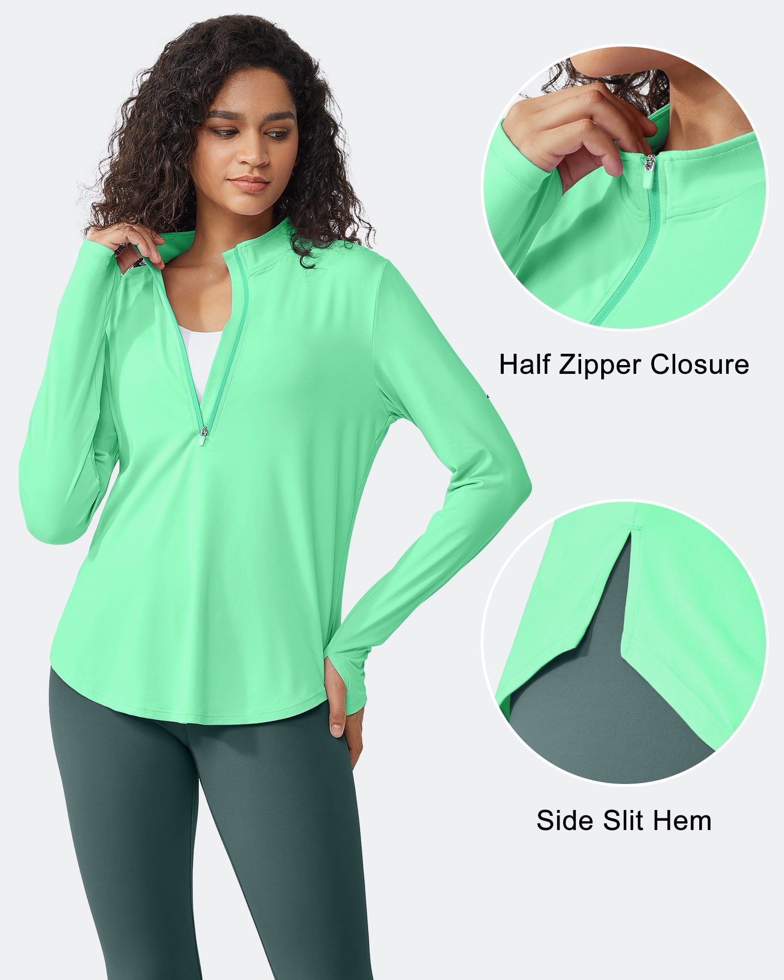 Womens UPF 50+ Sun Shirts Lightweight Quick Dry Long Sleeve Workout Tops Lightweight Running Pullover