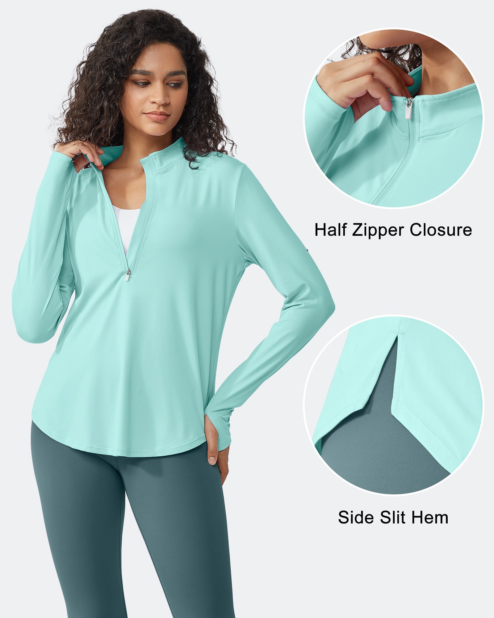 Womens UPF 50+ Sun Shirts Lightweight Quick Dry Long Sleeve Workout Tops Lightweight Running Pullover