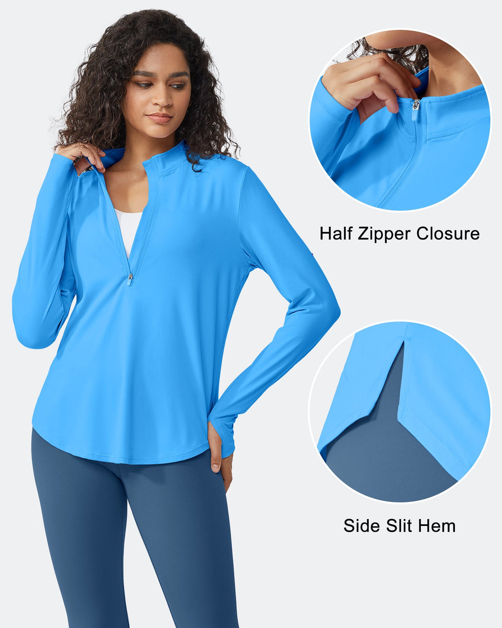 Womens UPF 50+ Sun Shirts Lightweight Quick Dry Long Sleeve Workout Tops Lightweight Running Pullover