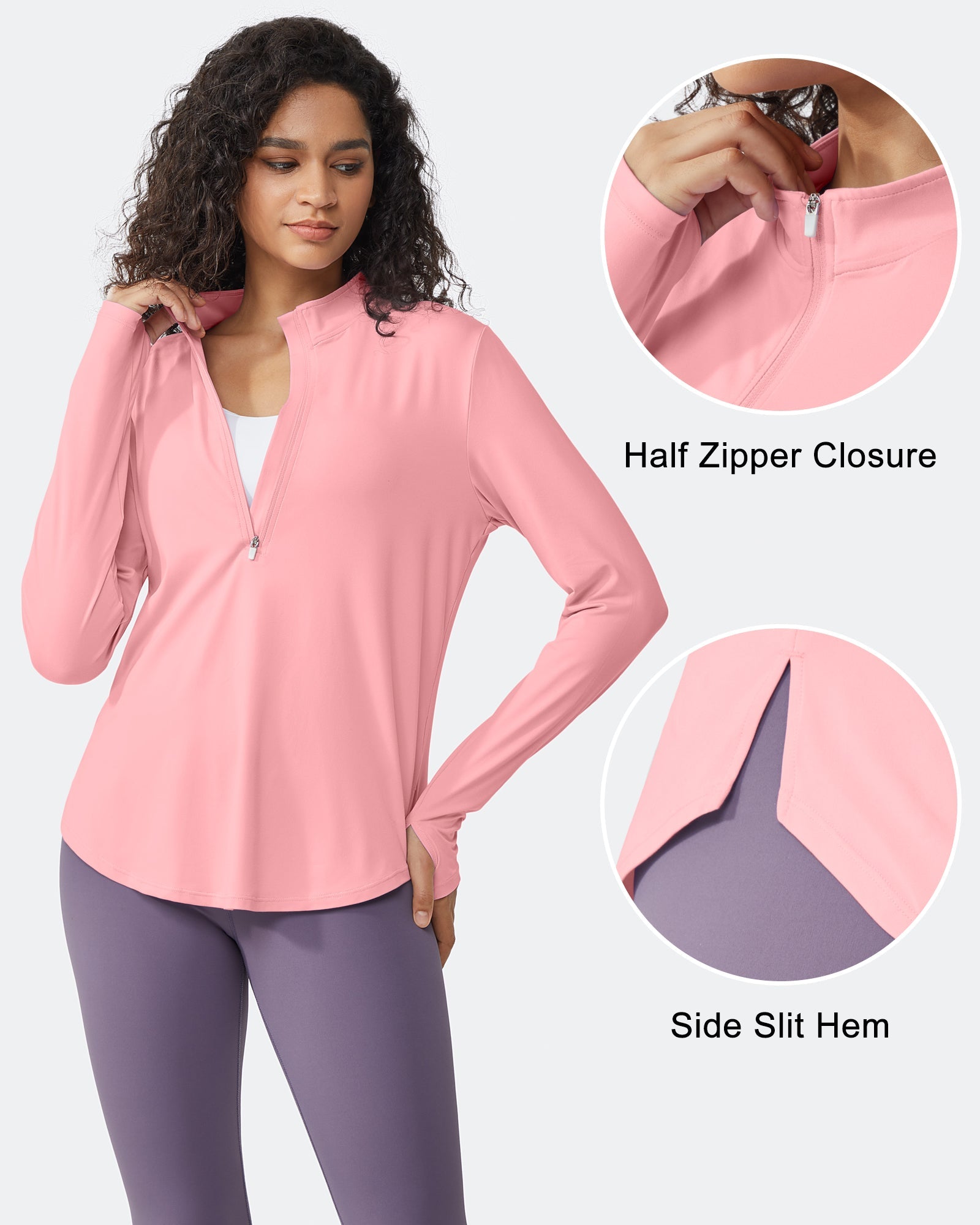 Womens UPF 50+ Sun Shirts Lightweight Quick Dry Long Sleeve Workout Tops Lightweight Running Pullover